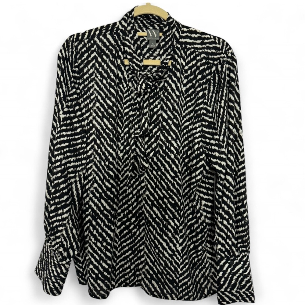 Worthington Zebra Print Blouse in Black and White